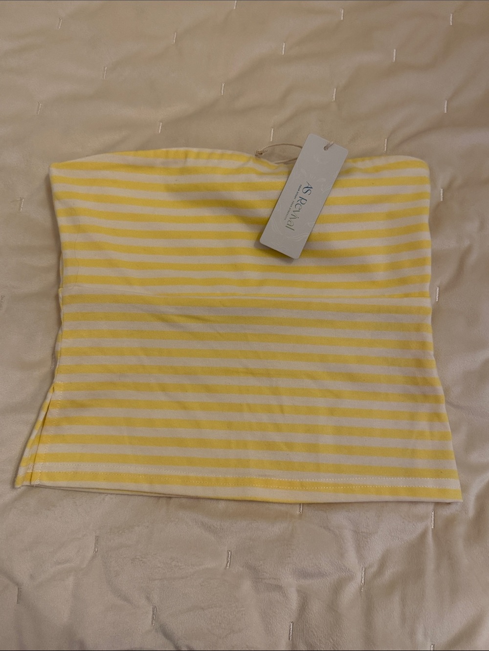 Altar'd State Yellow and White Striped Strapless Tube Top